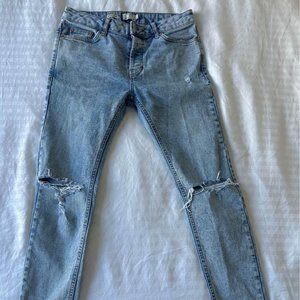Topman Light-Wash Distressed Jeans